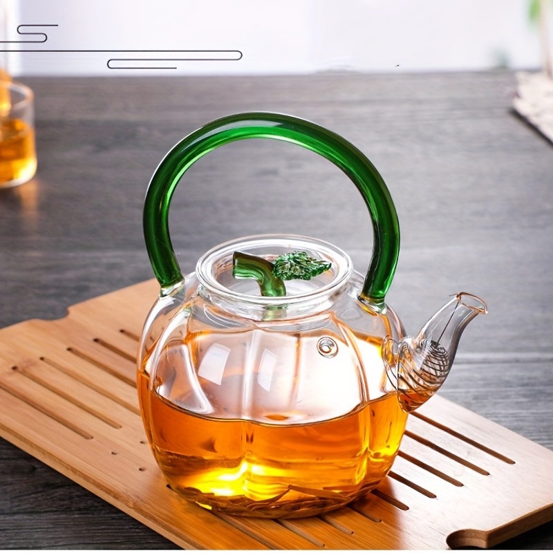 Pumpkin Cute Teapot Luxury with Candle Holder Glass Enameled Kettle Green  Tea Honey Jasmine Milk Dried Flowers Chaleira Teaware