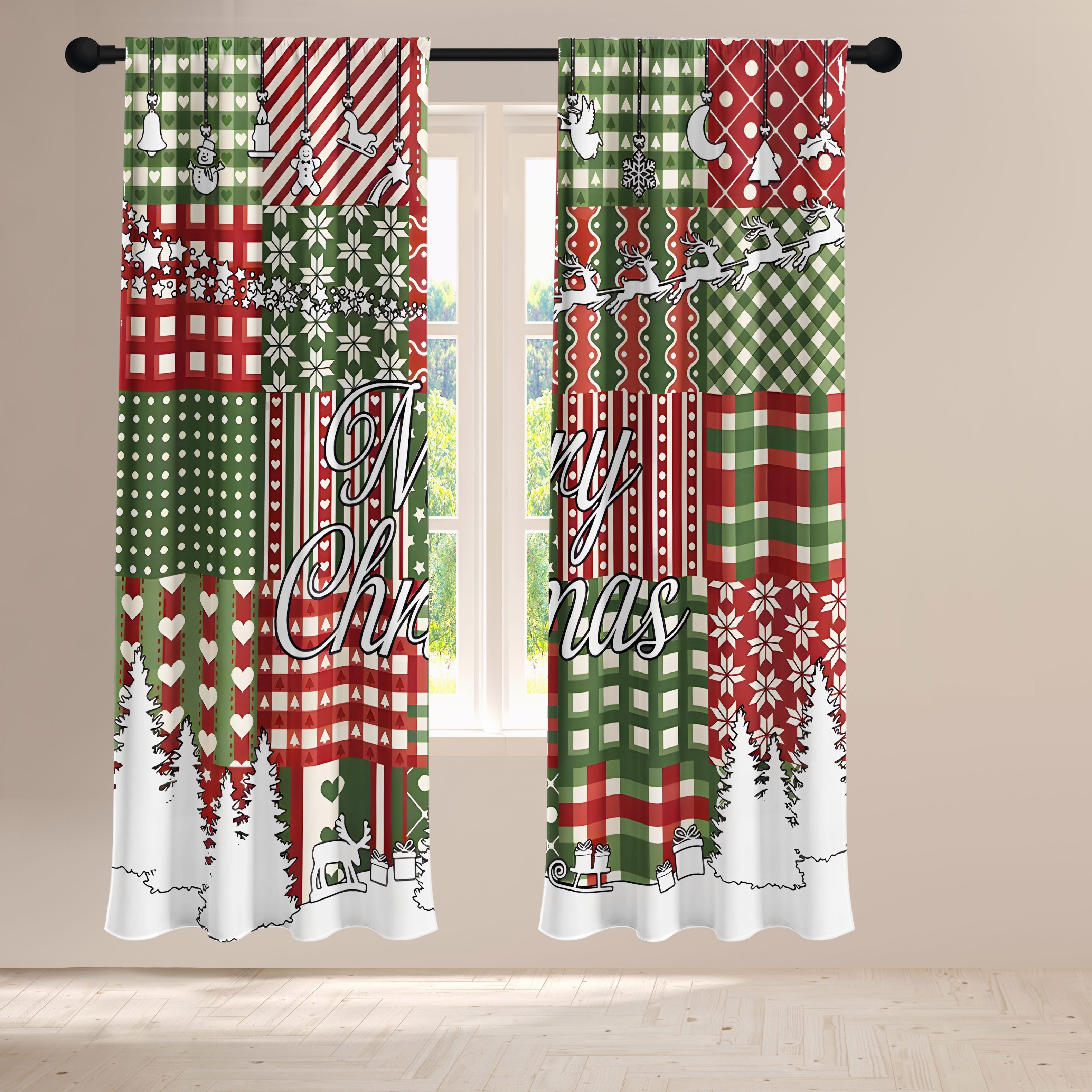 Farmhouse Living Holiday Buffalo Check Window Curtain Tier Set & Valance