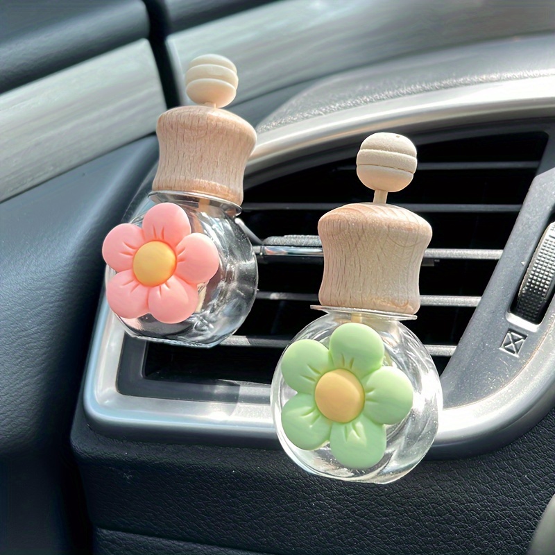 2pcs Small Peach Flower Car Air Outlet Perfume Decoration Car Accessories,  For Women Men (Pink, White)