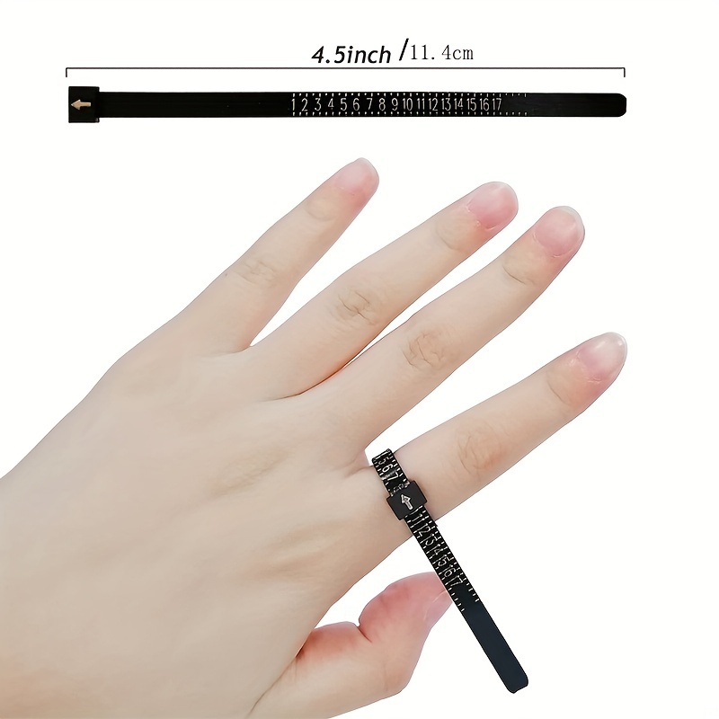 Ring Sizer Measure Tool Set Black Finger Size Rings Size US 0-13 Silver Tone