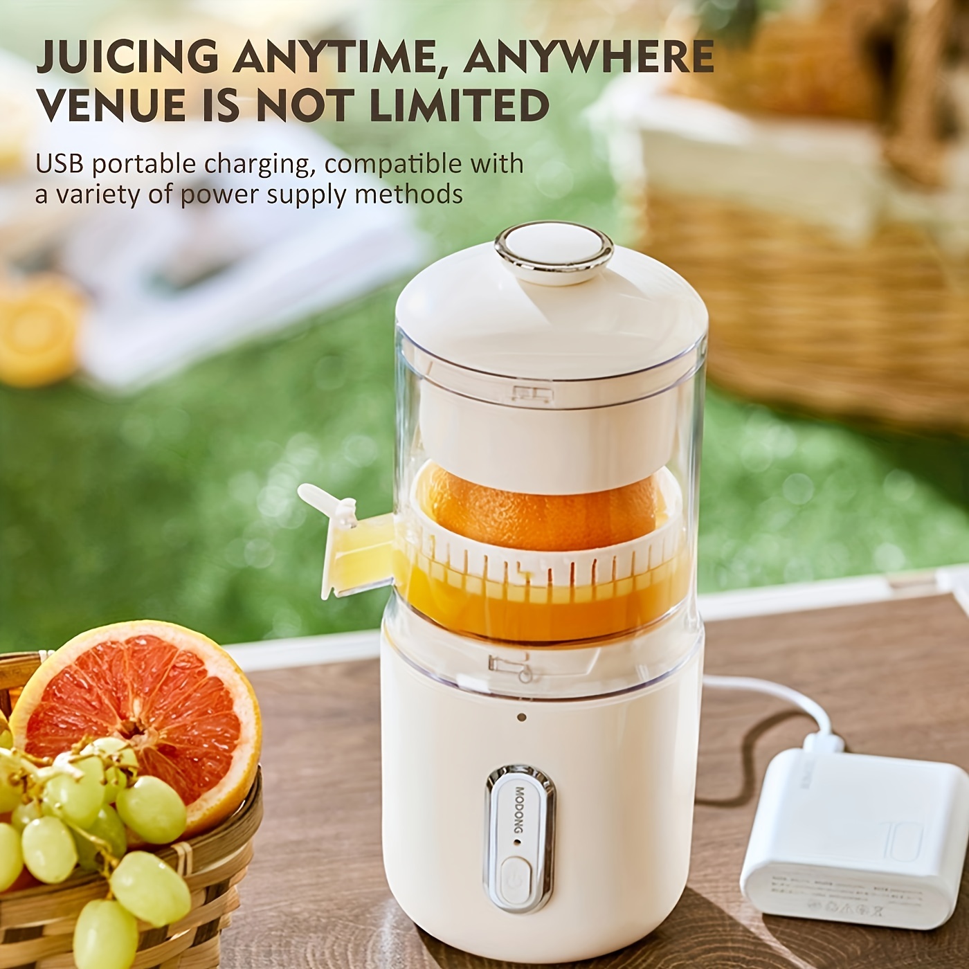 Electric Juicer Press Slow Juicer Fruit Orange Squeezer USB Chargeable  Portable