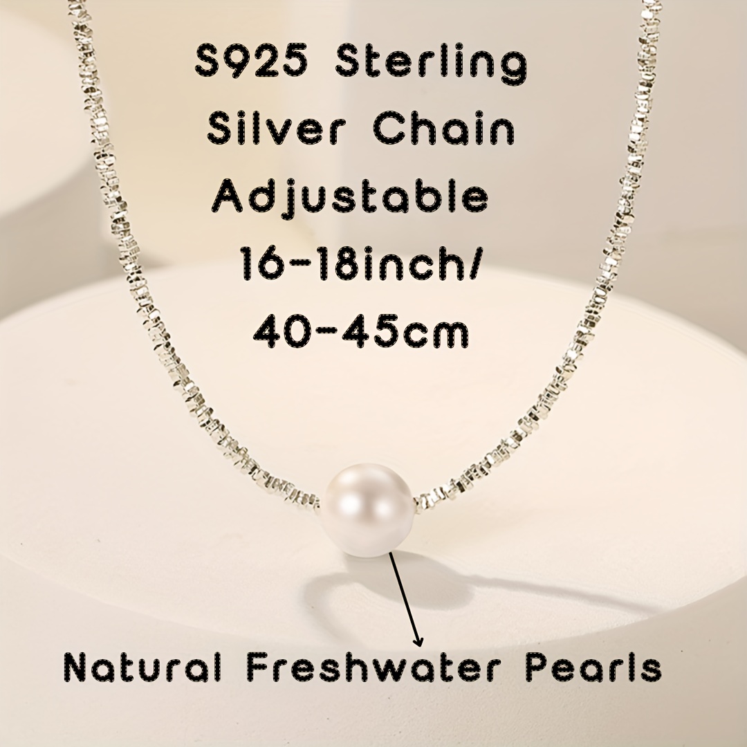 1pc 0.27oz 925 Sterling Silver Bursts Shining Star Broken Silver 10mm  Natural Freshwater Pearl Necklace For Men And Women ,Broken Silver Necklace  ,Ann