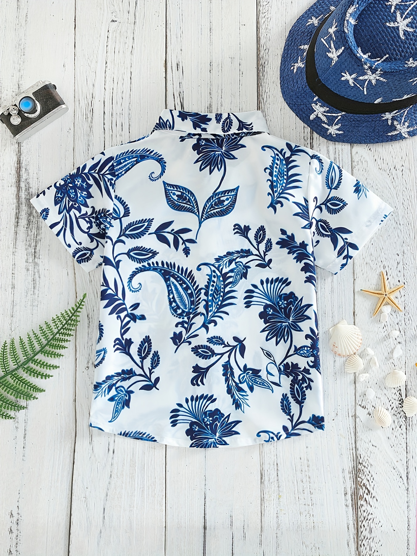 Boys Porcelain Pattern Button Up Shirt