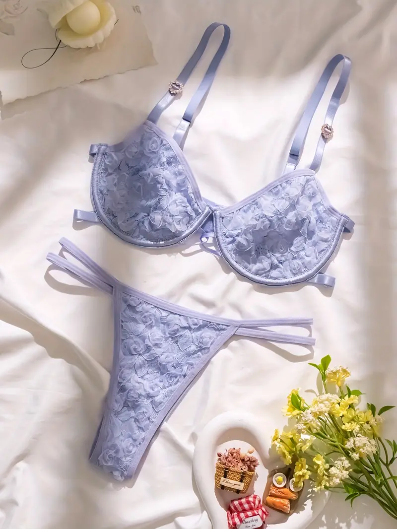 Floral Underwired Bra And Thong Set