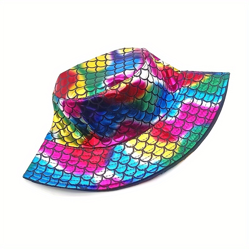 Bright Laser Fish Scale Bucket Hat Trendy Hip Hop Music - Temu Australia