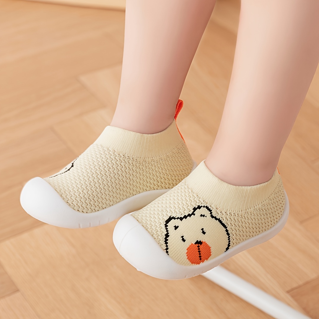 Adorable Bear Design Slip-On Sneakers for Babies & Toddlers - Lightweight, Breathable Mesh Fabric with Rubber Sole, Soft & Comfortable Low-Top Shoes for Boys & Girls, Baby Walking Shoes | Breathable Toddler Socks | Rubber Sole Shoes, Toddler Shoes
