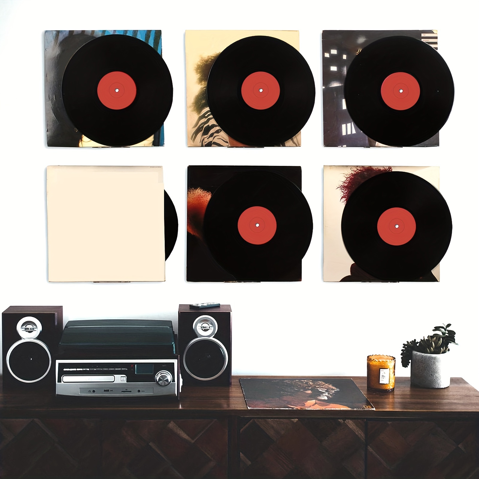 Almacenamiento de discos de vinilo: soporte de pared para discos de vinilo,  estante de vinilo para 45 álbumes, estantes de discos de vinilo, soporte