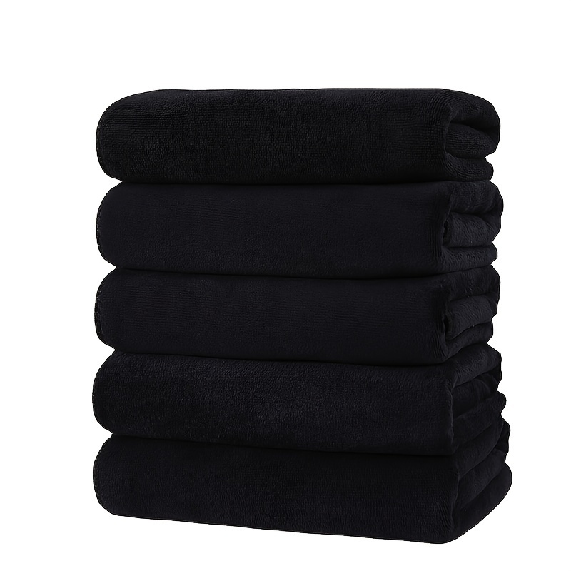 Black Towel Set Bath Towel Hand Towels Washcloths Set Soft - Temu