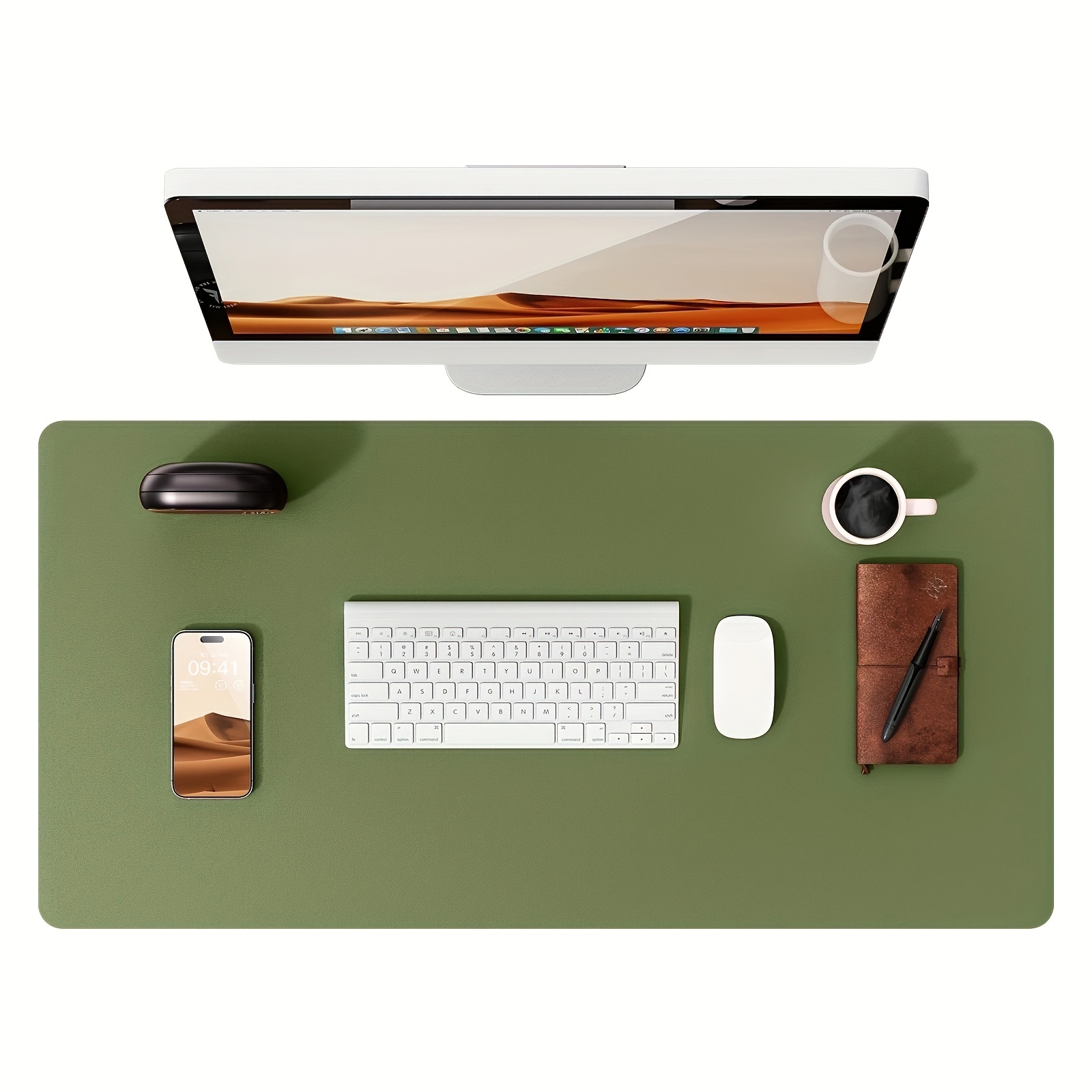 Größere Rutschfeste Pu-Leder-Schreibtischschutzmatte Für Tastatur-Maus- ∑