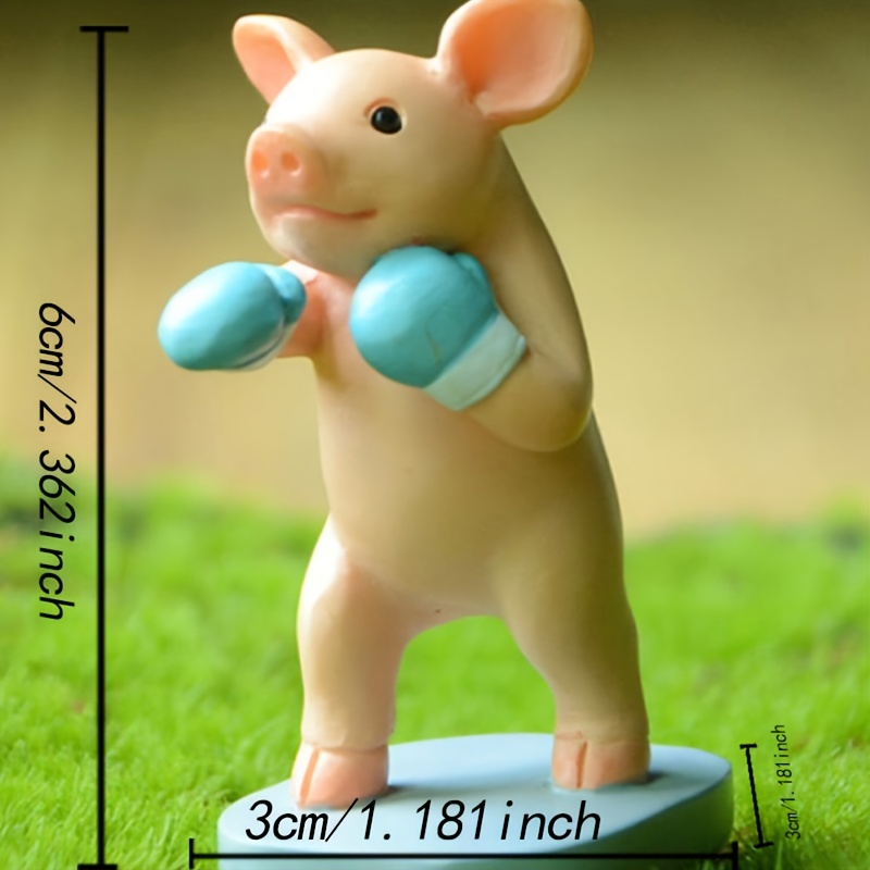 Adorable Boxing Piggy Garden Decoration - A Perfect Desktop Resin