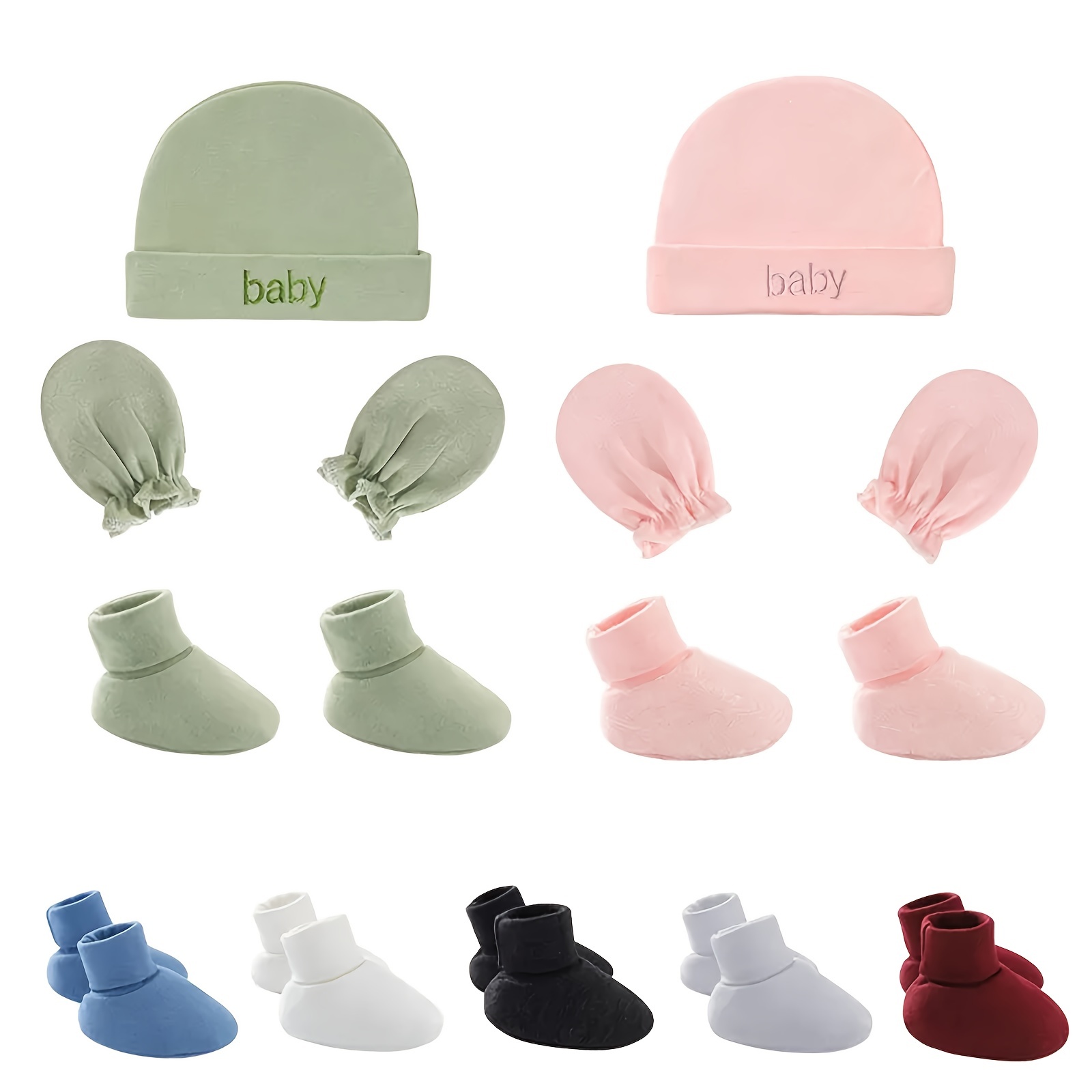 

1set Newborn Fetal Cap & Anti Scratch Gloves & Foot Covers, Hand And Foot Sets For Baby Casual Photography Props