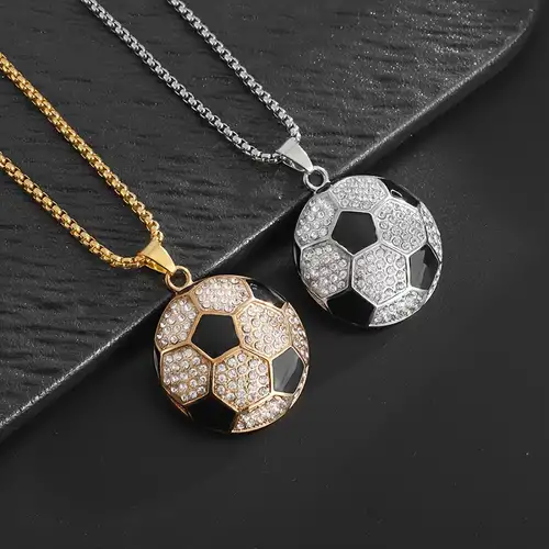 1pc Football Sports Alloy Pendant Necklace Fashion Simple Domineering  Sports Men's Sweater Chain