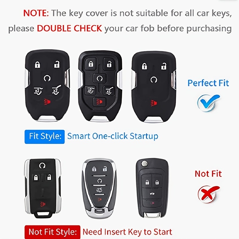  Key Fob Cover Compatible with Chevy Chevrolet Suburban Tahoe  GMC Terrain Yukon Yukon XL Smart 6 Buttons TPU Remote Keyless Key Fob Case  Protection Shell Accessories, Black : Automotive