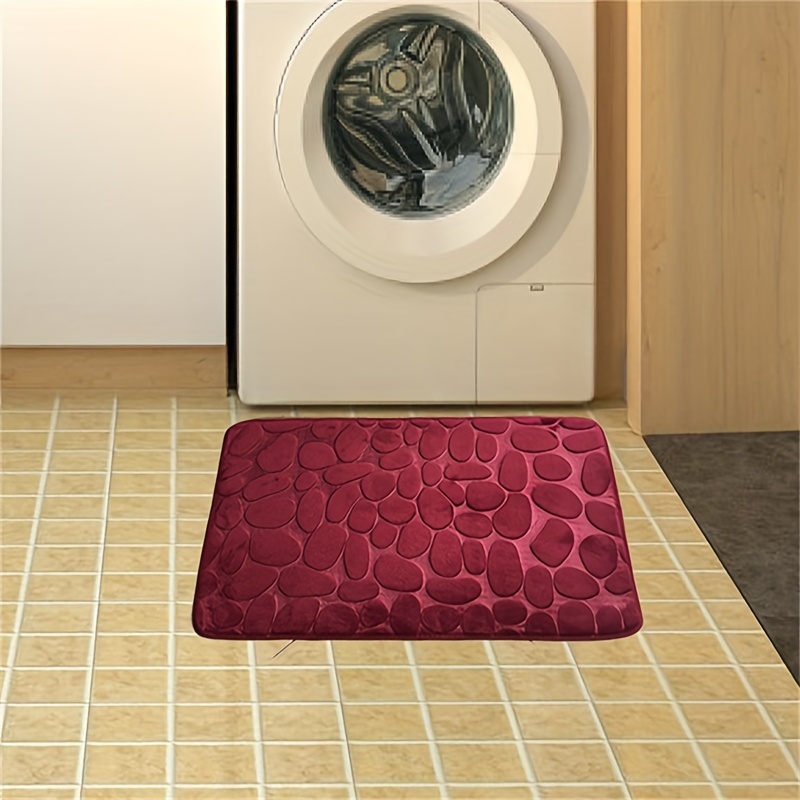 Cobblestone Embossed Bathroom Bath Mat Coral Fleece Non slip - Temu