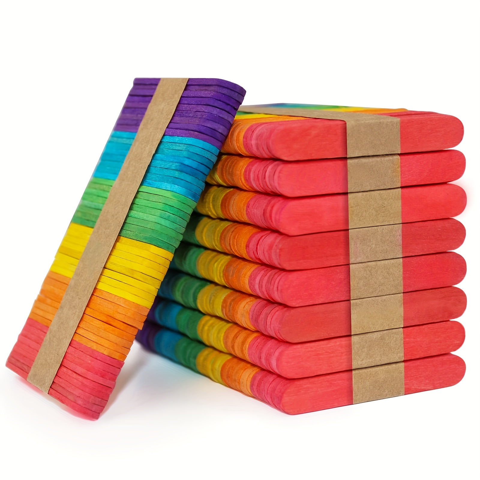 100 palitos de madera para manualidades de bricolaje, palitos de helado de  color arcoíris, fósforos para bricolaje, creación de manualidades