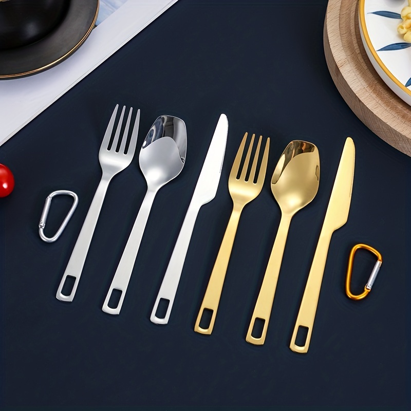 stainless steel outdoor travel hollow knife   set home western food pasta   tableware portable for outdoor mountaineering and camping travel Product details 6