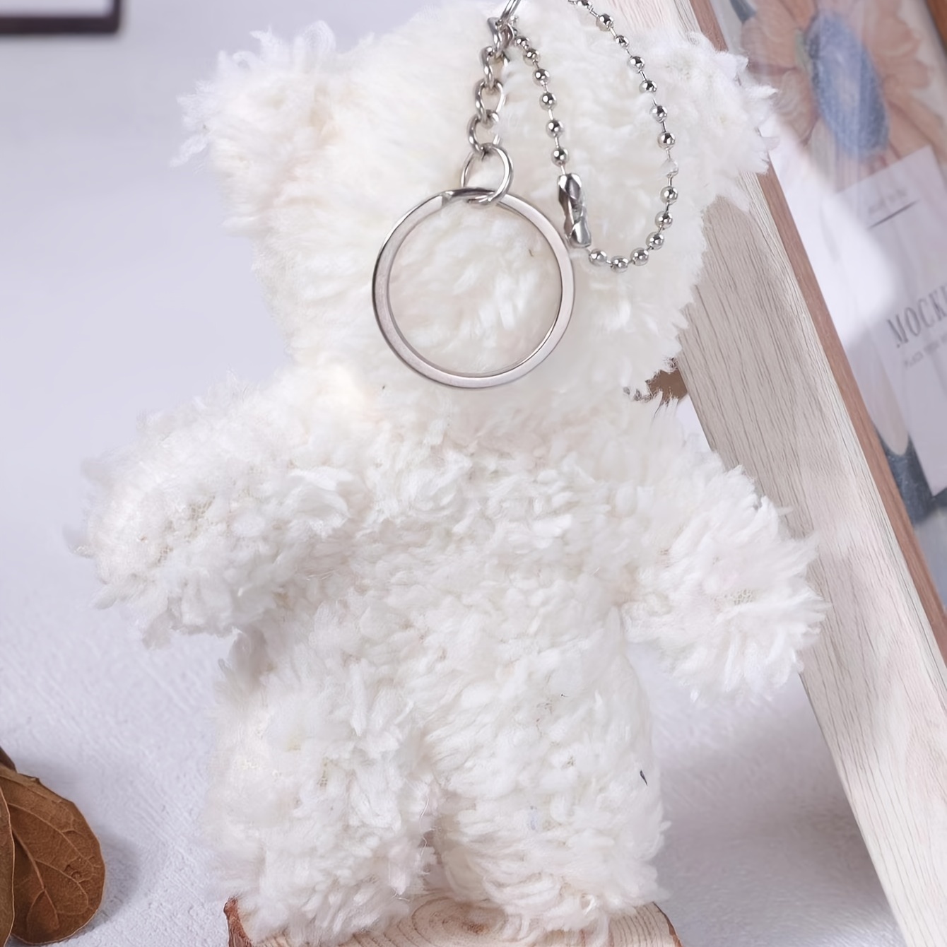 1pc Women's Lovely Khaki-colored Yarn Teddy Bear Keychain Pendant