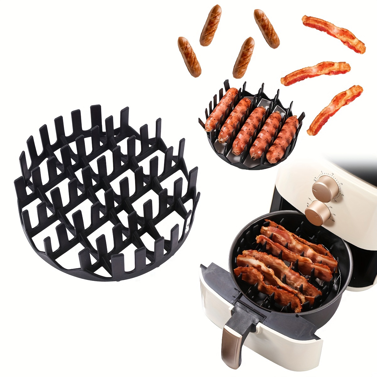 Square Silicone Air Fryer Accessories Bacon Hot Dog Rack 9 - Temu
