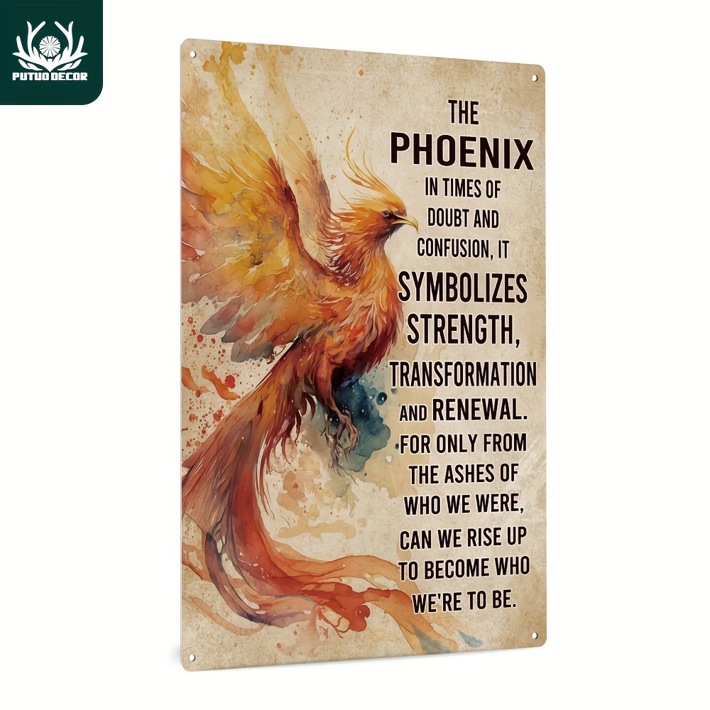 

1pc, Phoenix Vintage Metal Tin Signs, Wall Art Decor For Home Living Room Bedroom Office, 7.8 X 11.8 Inches