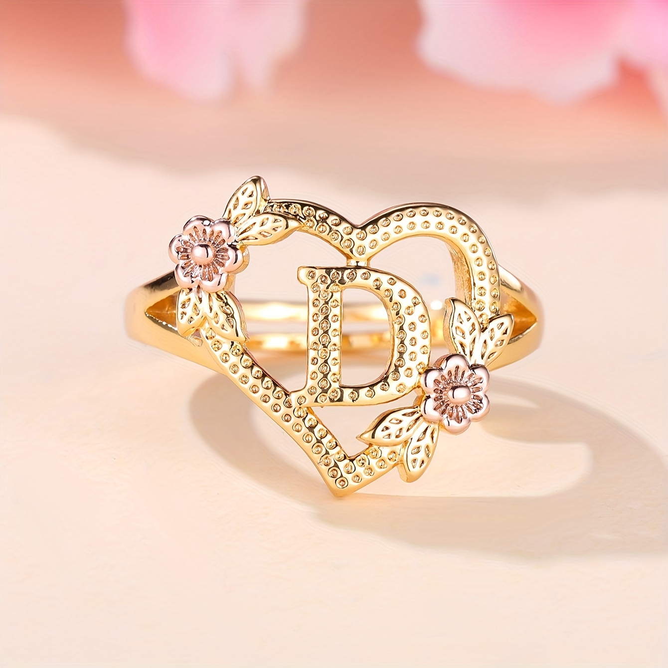 Bague Promesse Lettre Chic Motif C ur Fleur D licat Alphabet