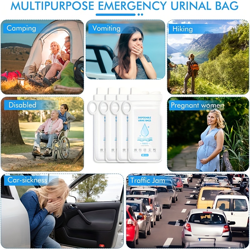 12 Pack 700ML Emergency Disposable Urinal Bags Camping Pee Bags