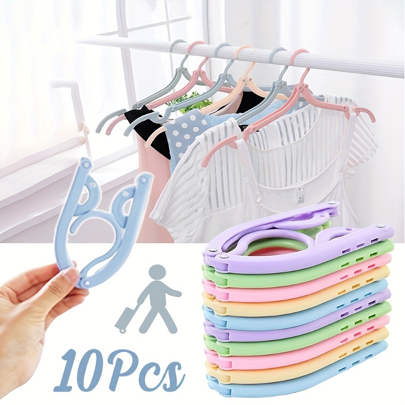 

10pcs Foldable Travel Cloth Hanger Anti-slip Design Dry Hanger Anti-slip Hanger For Retail Stores