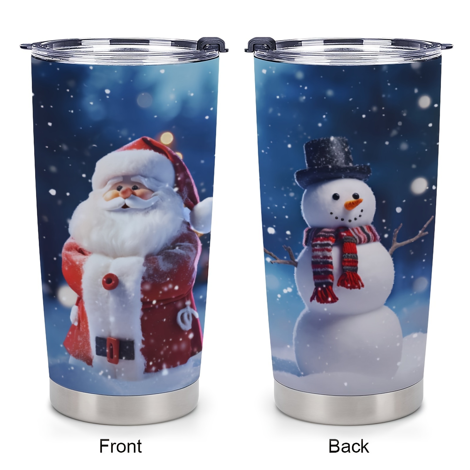 Cute Snowman Tumbler 40oz With Handle, Christmas 40oz Tumbler, Winter Snow  40oz Stainless Steel Tumbler With Lid and Straw, Holiday Tumbler 