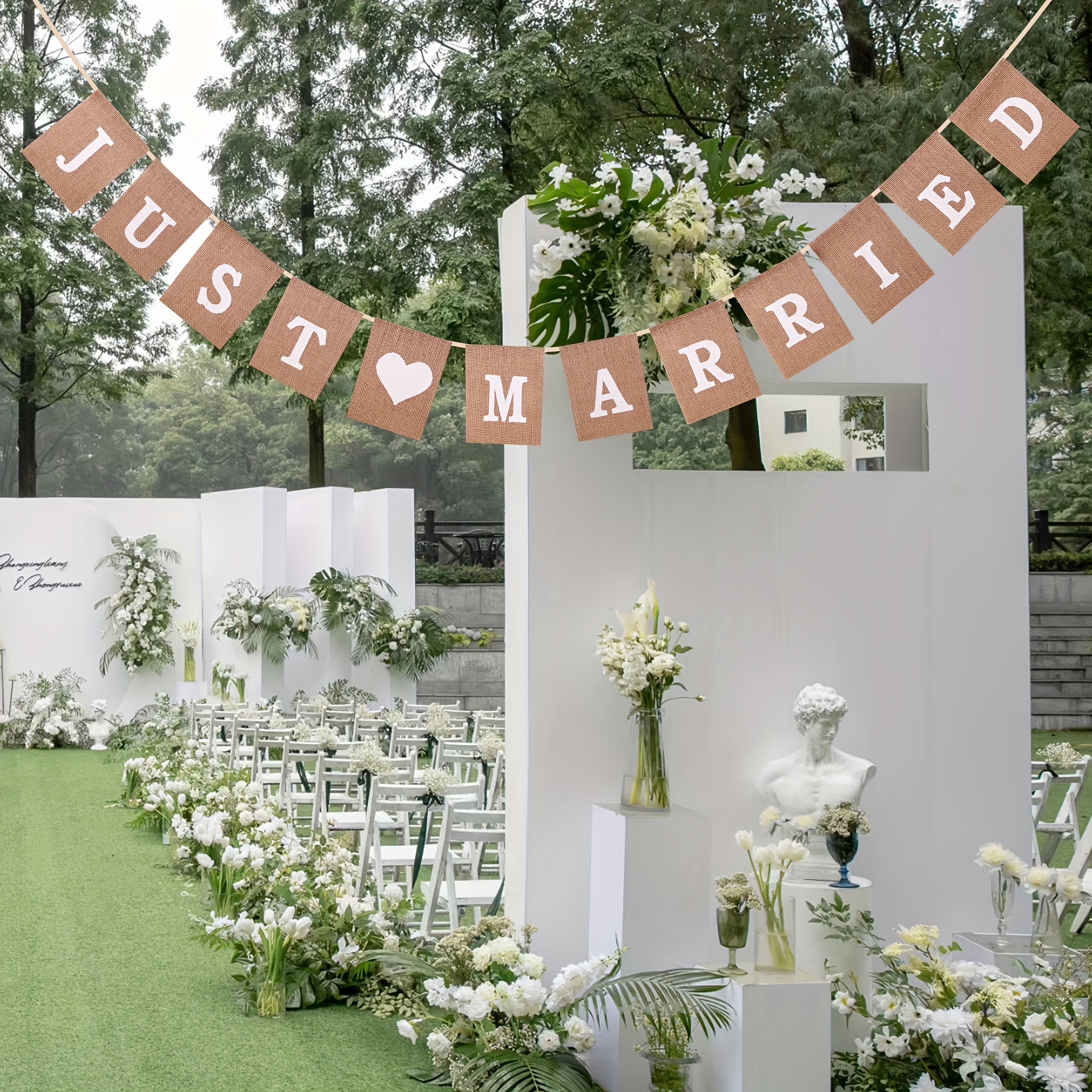 Jute Twine Married Letter Dovetail Flag Wedding Party - Temu