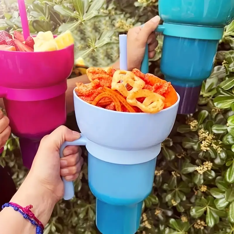 1pc color changing stadium tumbler with straw 32oz 2 in 1 drinking cup and popcorn container bpa free water bottle for home and cinema summer drinkware 8