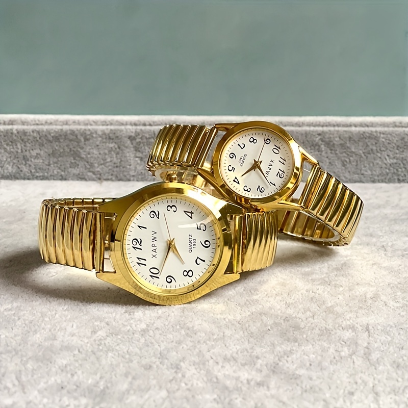 

Vintage Round Pointer Quartz Watch Classic Analog Elastic Band Wrist Watch For Women Men Couples
