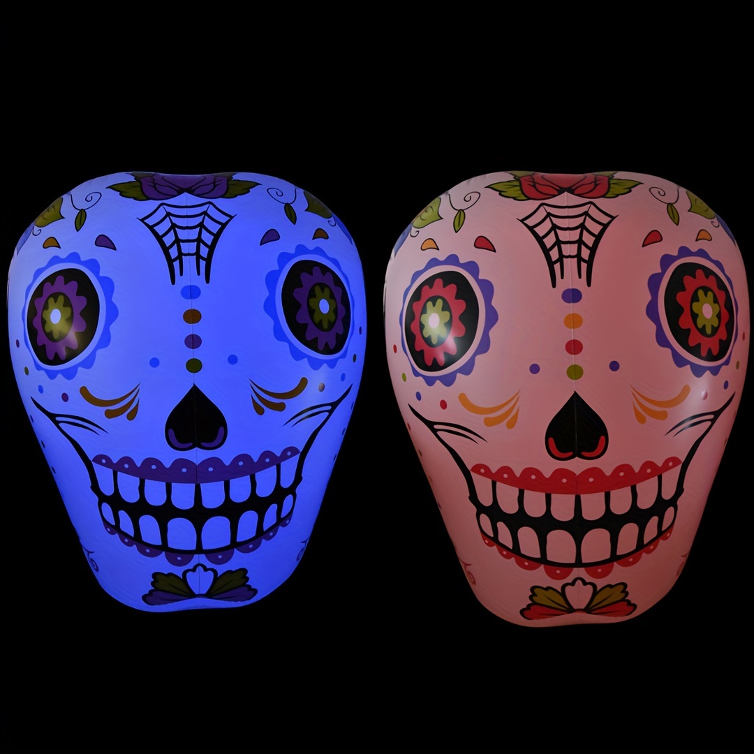 1pc day of the dead decorative inflatable balloon thickened pvc festival cool ornaments colorful lights can be controlled remotely scene decor festivals decor room decor home decor offices decor theme party decor christmas decor details 4
