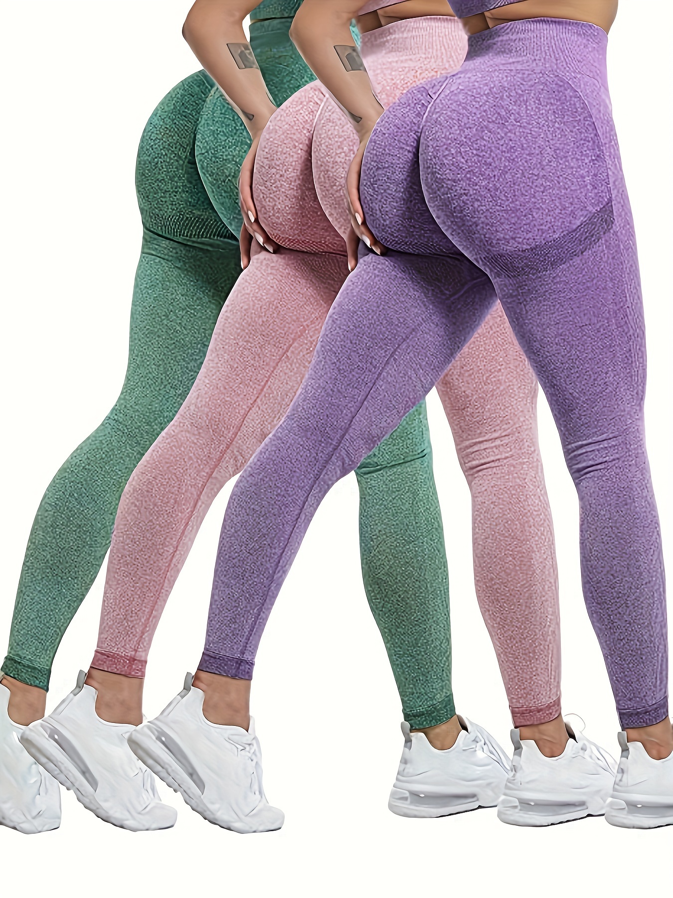 Seamless Solid Color High Waist Fitness Pants High Elastic - Temu South  Africa