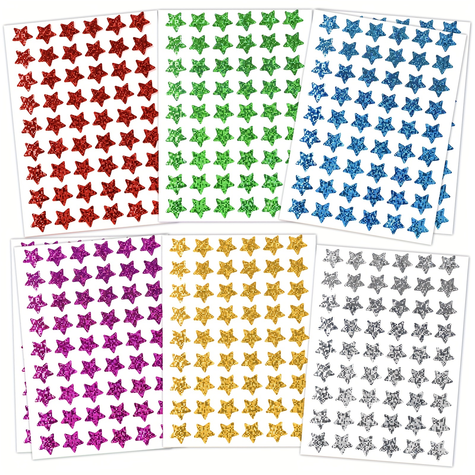 

972pcs/1620pcs, 6 Colors, Shiny Small Star Stickers For Rewarding, For Reward Chart, School Classroom Teacher Supplies, 0.6" Diameter