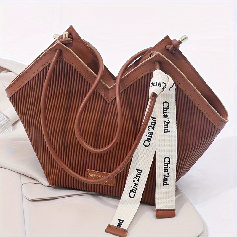 Geometric Pattern Top Handle Bag Twilly Scarf Decor
