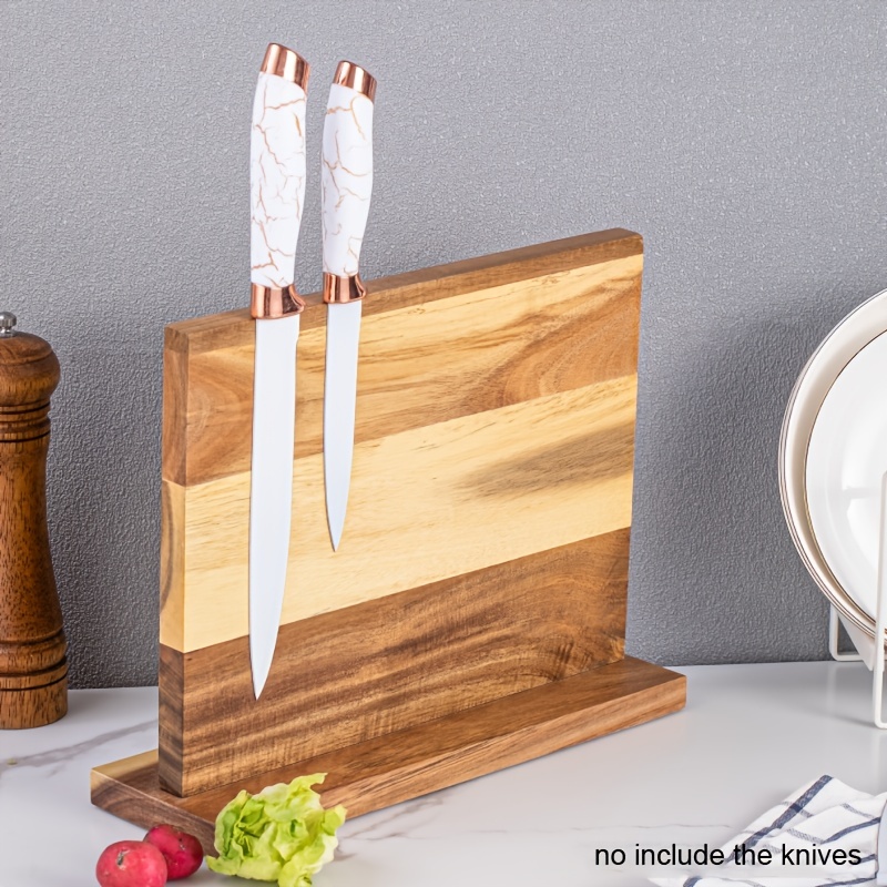 1pc Magnetic Knife Block Wood Magnetic Knife Holder Double Sided Knife  Stand With Strong Magnetic For Kitchen Cutlery Display Organizer Kitchen  Gadgets - Home & Kitchen - Temu