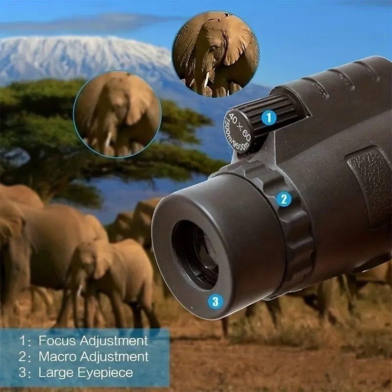 1pc monocular telescope dual focusing adjustment low light night binocular spotting scope hunting watching outdoor tools 2 6 1inch details 5
