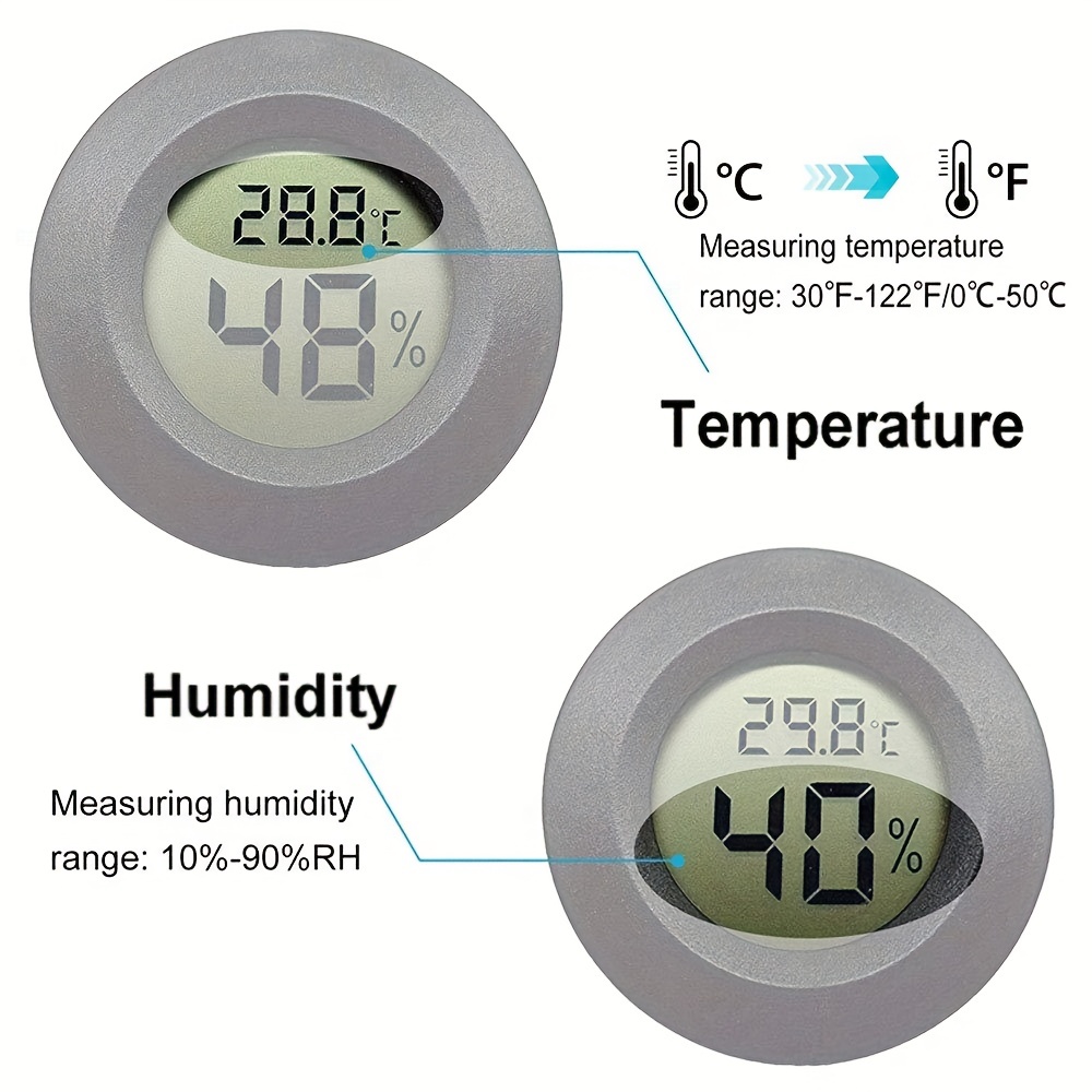 5-Pack Mini Digital Thermometer Hygrometer, Indoor Room Round Temperature  Humidity Meter Gauge Monitor, Large LCD Display Fahrenheit or Celsius for