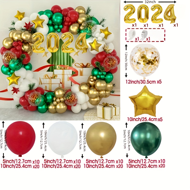 Golden 2024 Number Foil Balloon Set New Year Decor - Temu