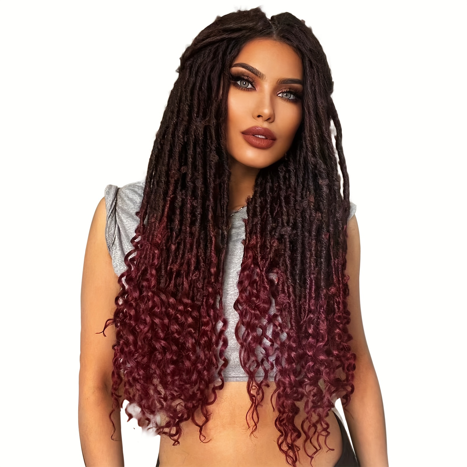 Super Long Butterfly Locs Brown Wine Red Braided Lace Front - Temu