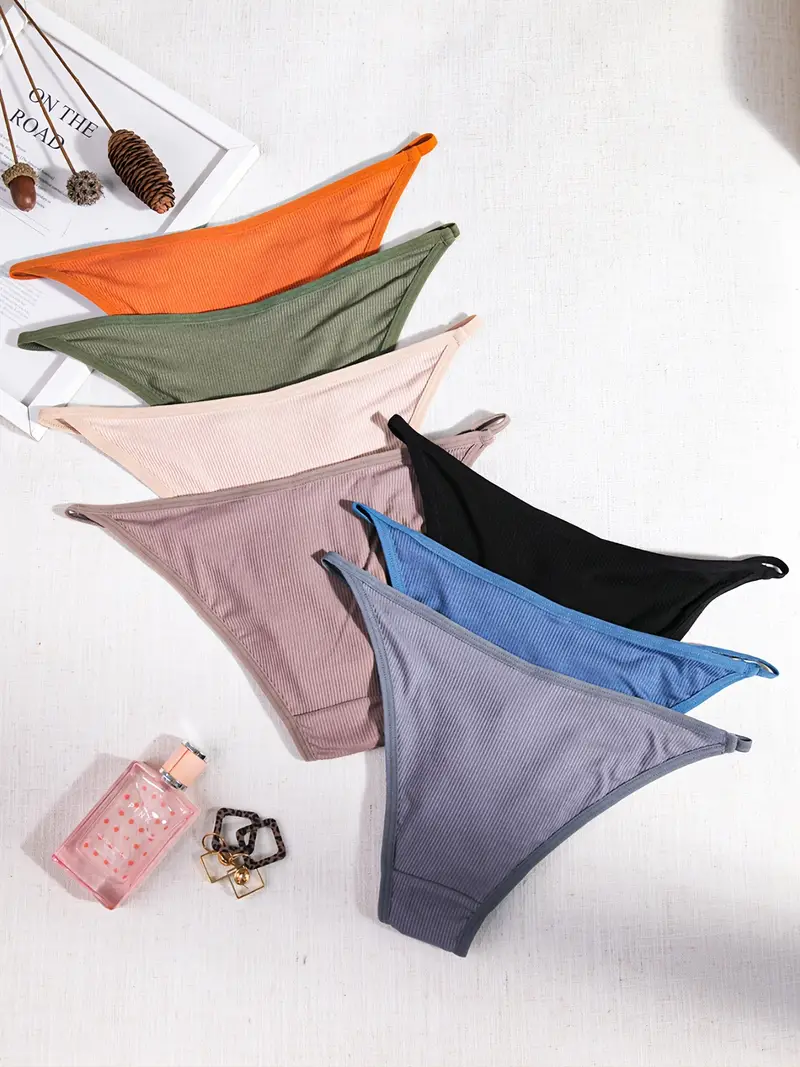 Seamless Ribbed Panties Soft Comfy Stretchy Panties Women's - Temu