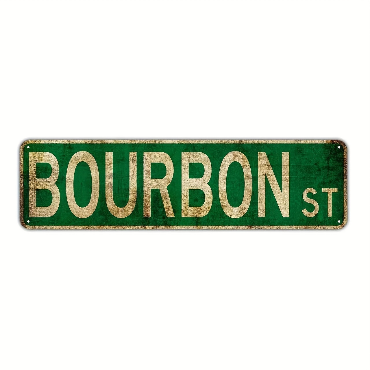 1pc Bourbon Street Metal Tin Sign Poster With Artworks Funny Home Family Restaurant Wall Art Decoration Bar Pub Cafe Coffee Shop Iron Painting 4x16 Inch Water proof Dust proof Home Decor
