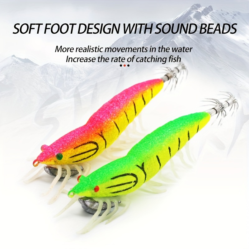 Luminous Fishing Lure Soft Feet Bionic Shrimp Squid Hooks - Temu