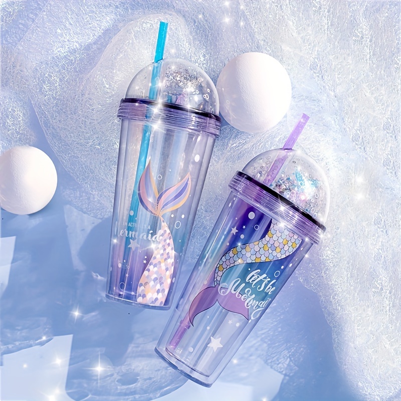 Pearl Mermaid Cup Portable Lovely Graient Cups Plastic - Temu