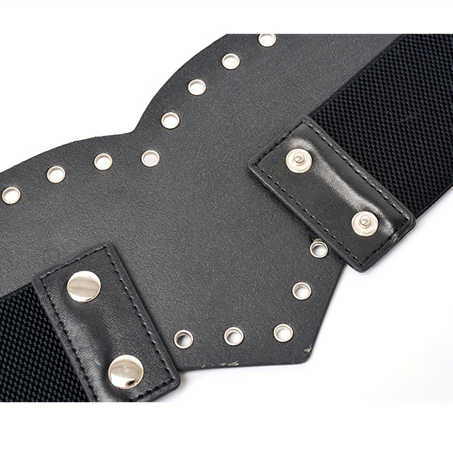Eyelet Hollow Out Wide Belt Punk Elastic Waistband