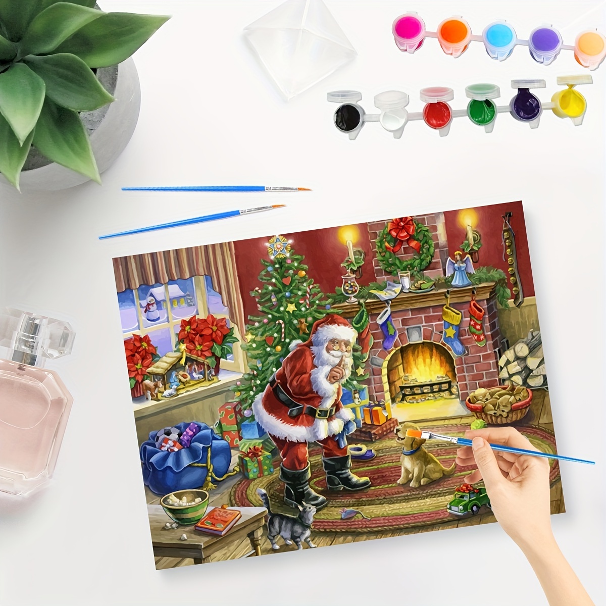 Painting By Numbers For Adults Kits Santa Claus And Elk - Temu