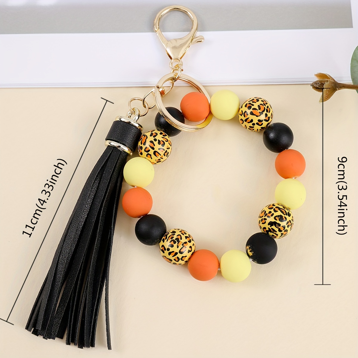 Silicone Leopard bead keychain bracelets with 2 light wood disc and t –  ACC Sublimation Blanks & Designs