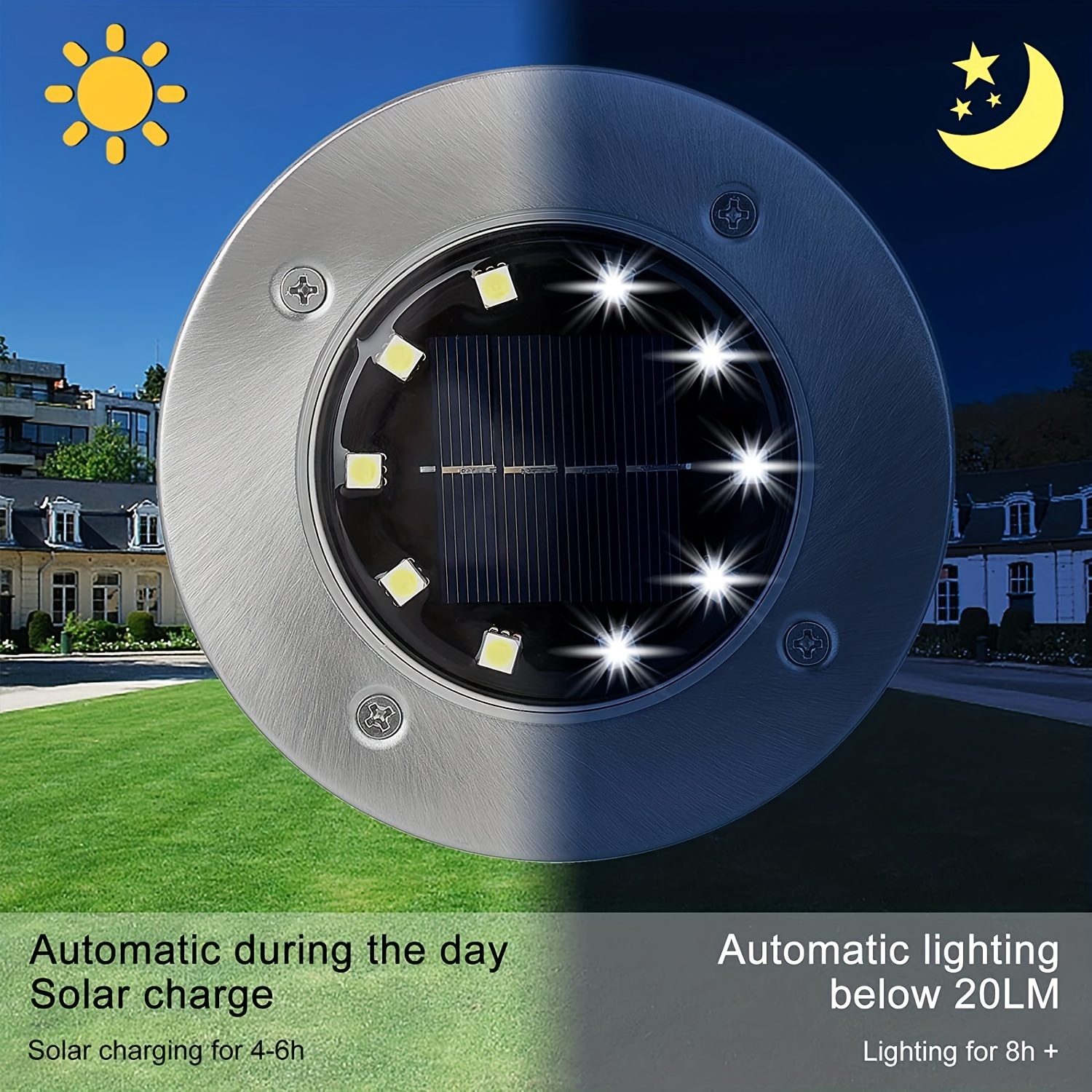 3pcs Luz Enchufe Tierra Led Recargable Solar Blanca Enciende - Temu Chile