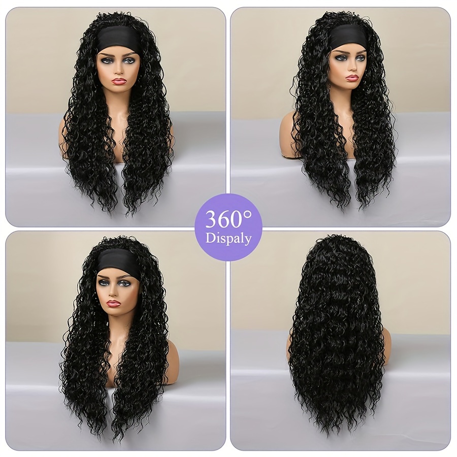 Headband Wig Curly Headband Wigs for Black Women Synthetic Water