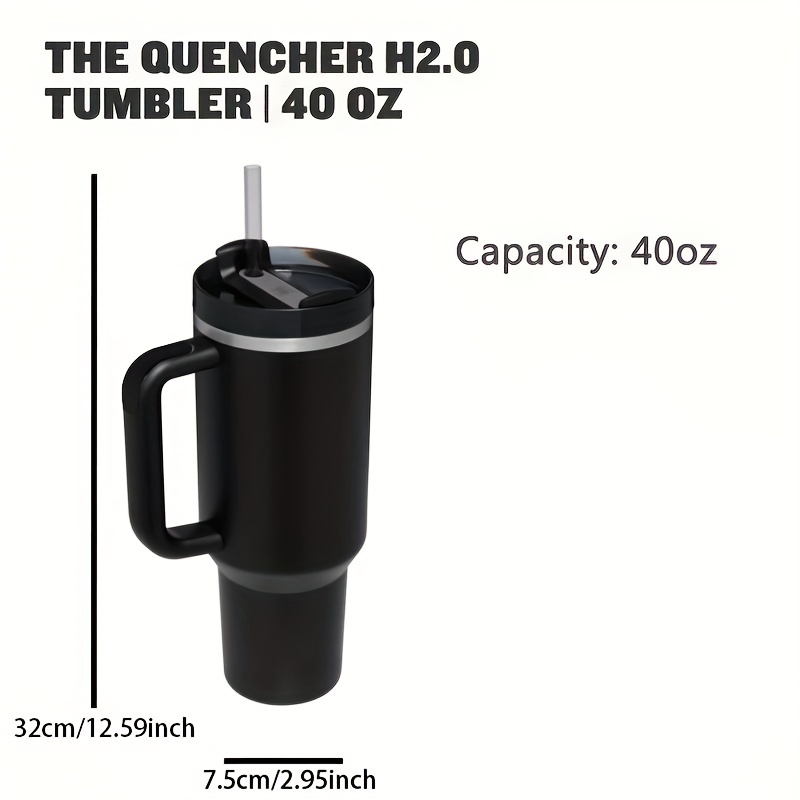 40oz Reusable Vacuum Quencher Tumbler With Straw, Leak Resistant