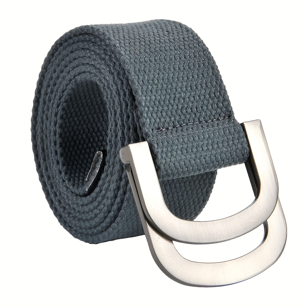 Unisex Classic Alloy Double Ring D Shaped Buckle Belt Casual